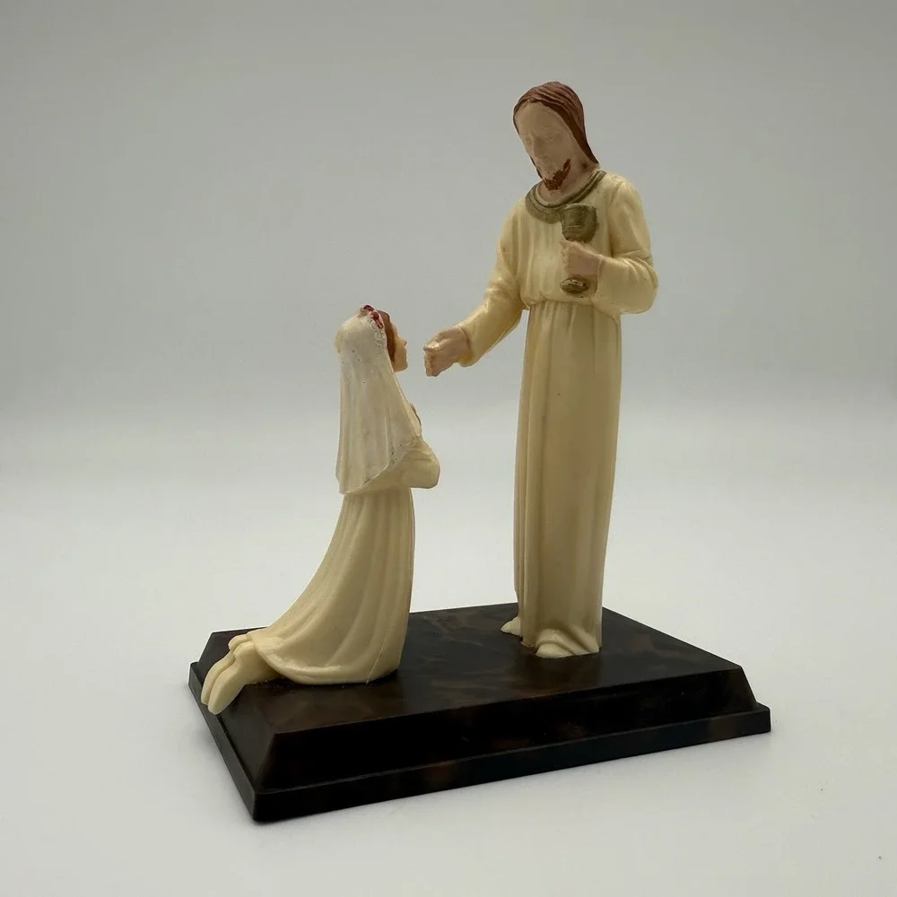 Vtg First Communion Jesus Girl Cake Topper Catholic Plastic Figurine 5